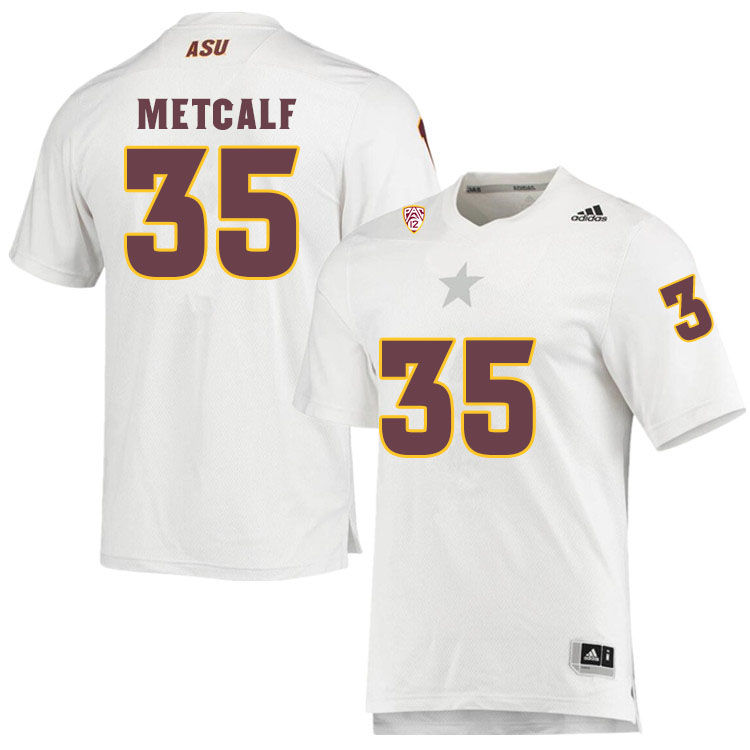 Men #35 Mekhi MetcalfArizona State Sun Devils College Football Jerseys Sale-White - Click Image to Close